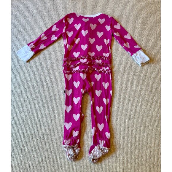 Little Bum Bums Bamboo Bums & Roses Zippy Bamboo Pink Hearts Size 9-12 Month - Picture 3 of 4